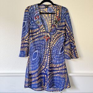 Moda International Dress Coverup Medium Beaded Embellished Beach Sheer Coastal